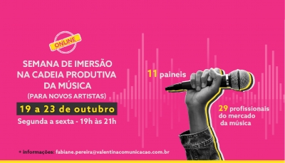 Promovida por Fabiane Pereira, &#039;Semana de Imersão na Cadeia Produtiva da Música&#039; está com inscrições abertas
